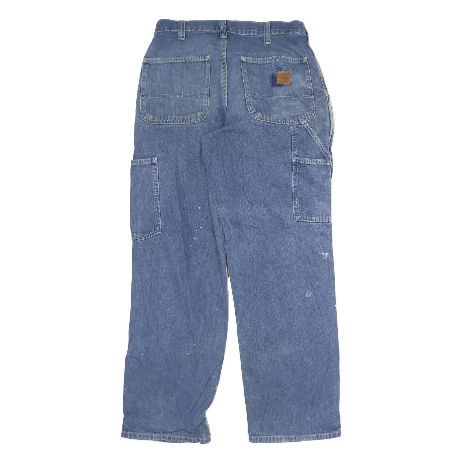 CARHARTT Mens Jeans Blue Regular Straight Denim Rinse W30 L30 Workwear