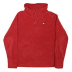 TOMMY HILFIGER Womens Red Pullover High Neck L Logo Sweatshirt Casual Wear