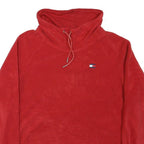 TOMMY HILFIGER Womens Red Pullover High Neck L Logo Sweatshirt Casual Wear