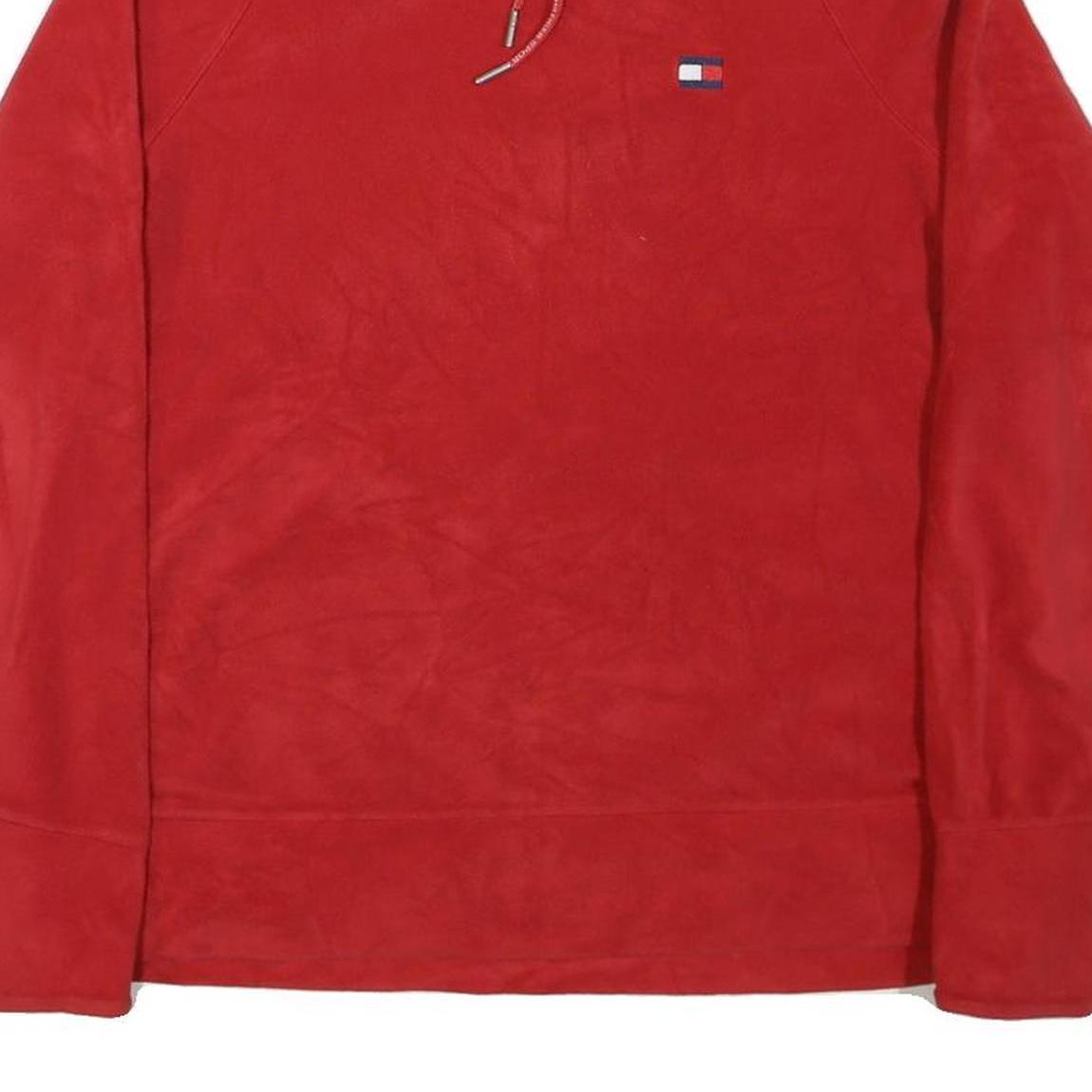 TOMMY HILFIGER Womens Red Pullover High Neck L Logo Sweatshirt Casual Wear