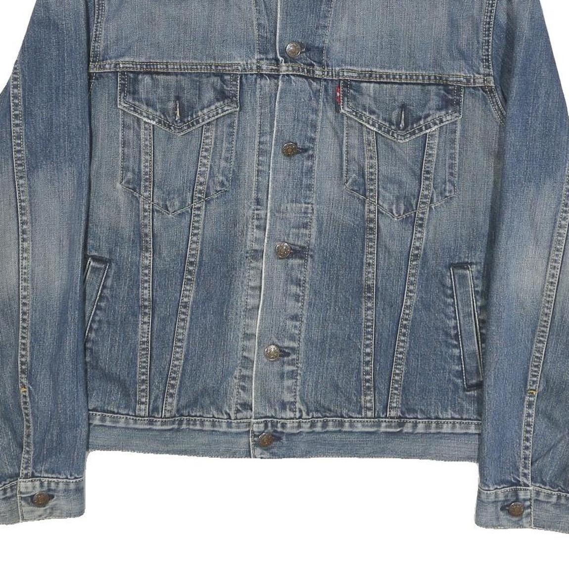 LEVI'S Mens Blue Denim Jacket L Cotton Blend Classic Button Closure Casual