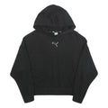 PUMA Womens Black Hoodie L Cotton Blend Pullover Casual Hooded Sweatshirt