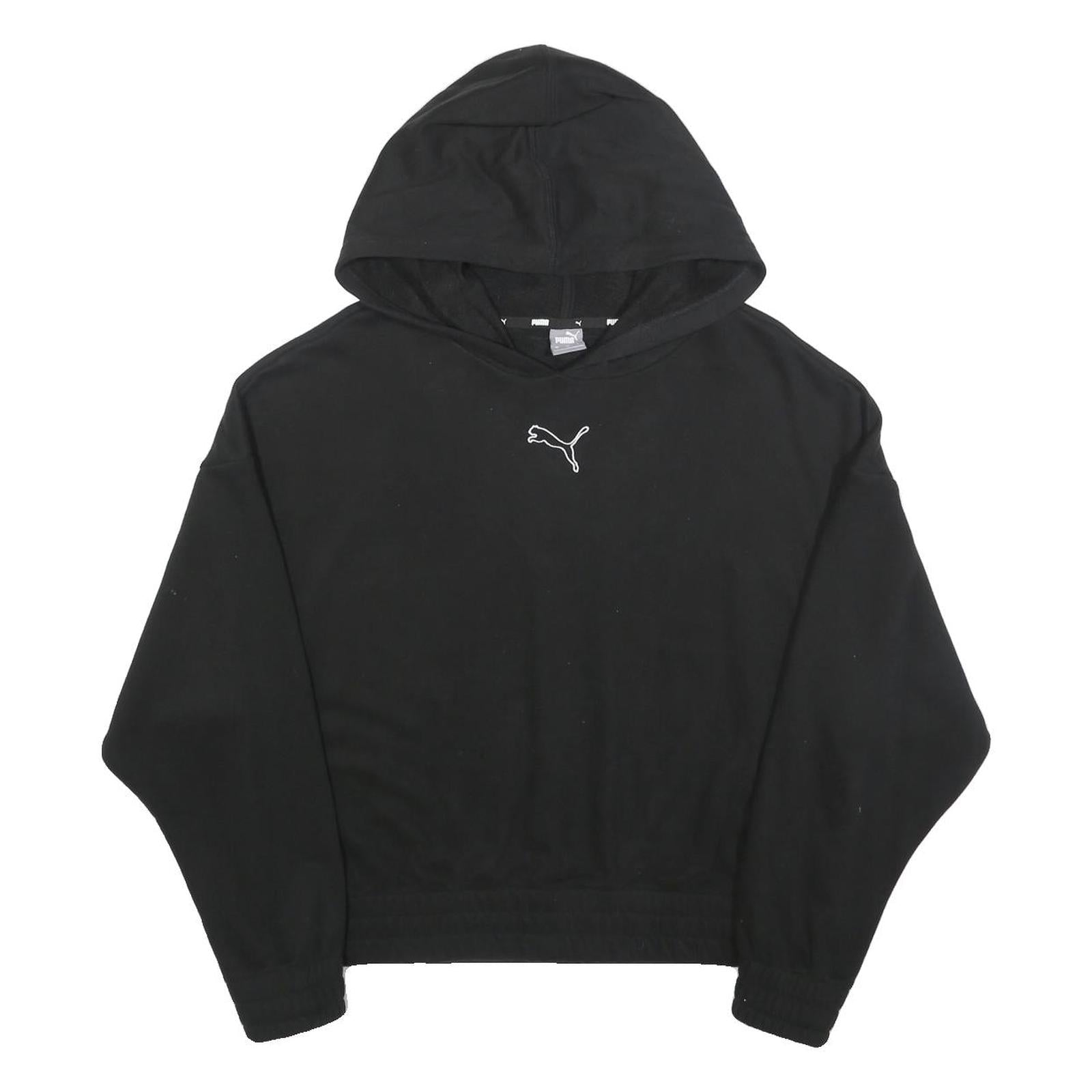 PUMA Womens Black Hoodie L Cotton Blend Pullover Casual Hooded Sweatshirt