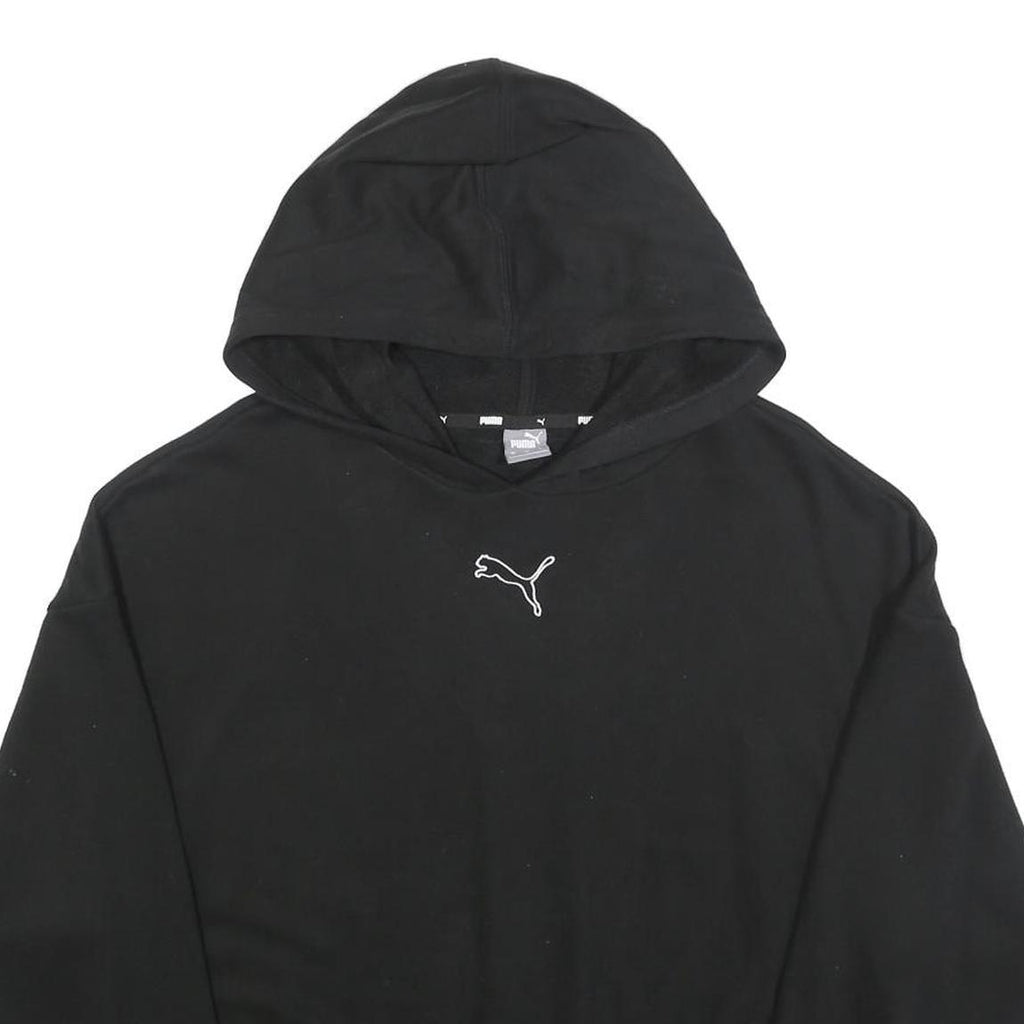 PUMA Womens Black Hoodie L Cotton Blend Pullover Casual Hooded Sweatshirt