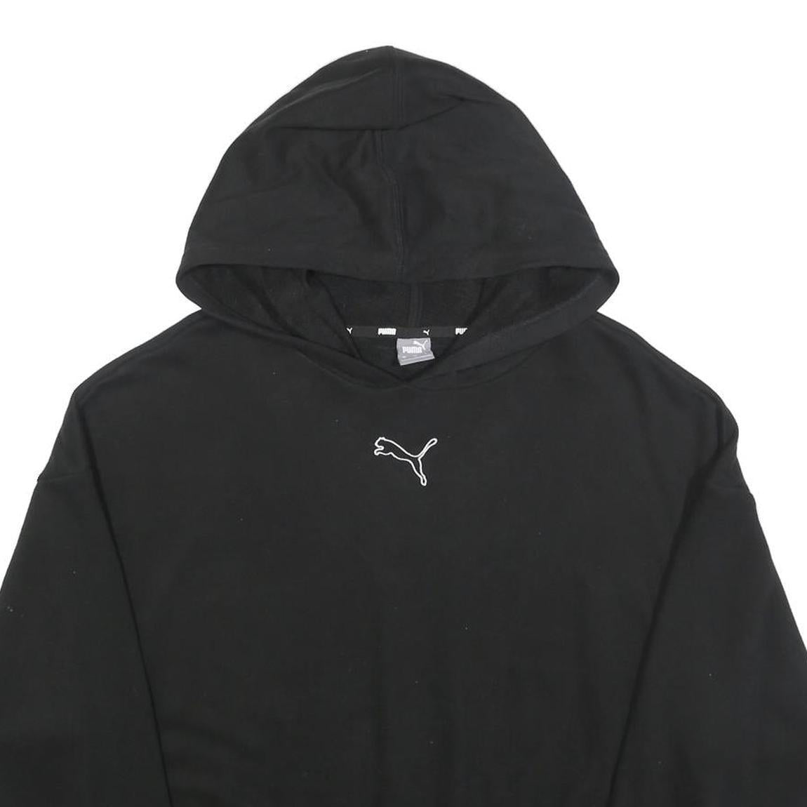 PUMA Womens Black Hoodie L Cotton Blend Pullover Casual Hooded Sweatshirt