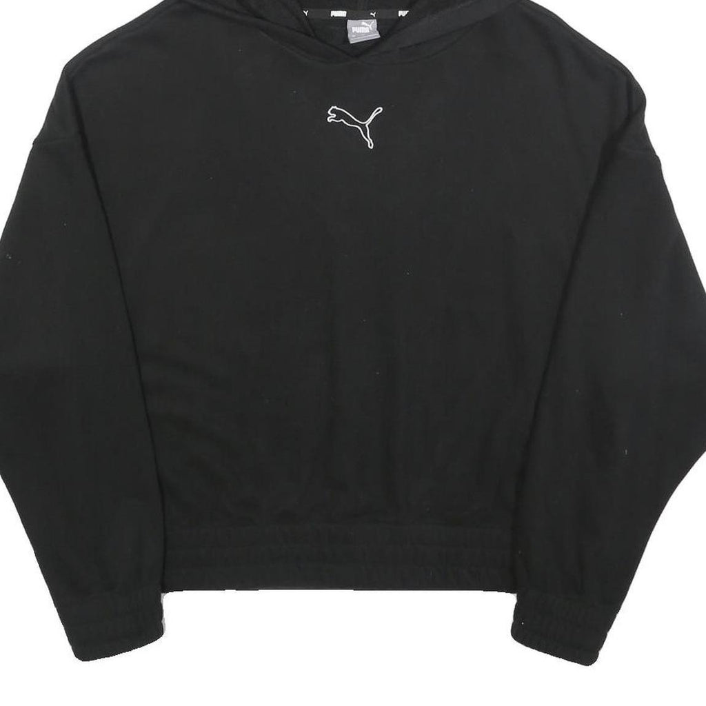 PUMA Womens Black Hoodie L Cotton Blend Pullover Casual Hooded Sweatshirt