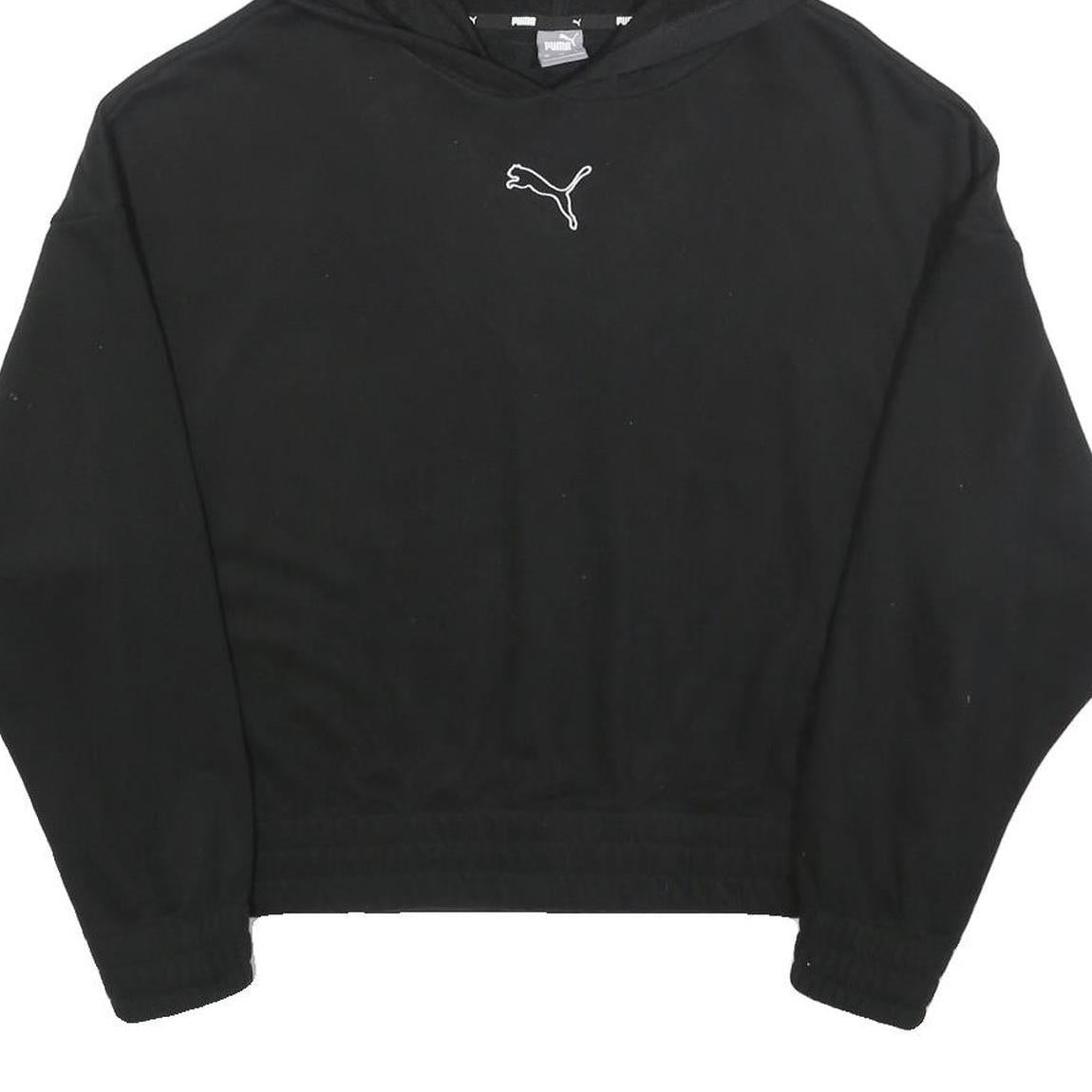 PUMA Womens Black Hoodie L Cotton Blend Pullover Casual Hooded Sweatshirt