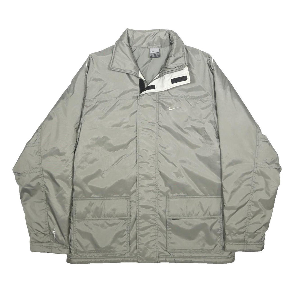 NIKE Mens Grey S Nylon Zip Jacket Plain Lightweight Sportswear