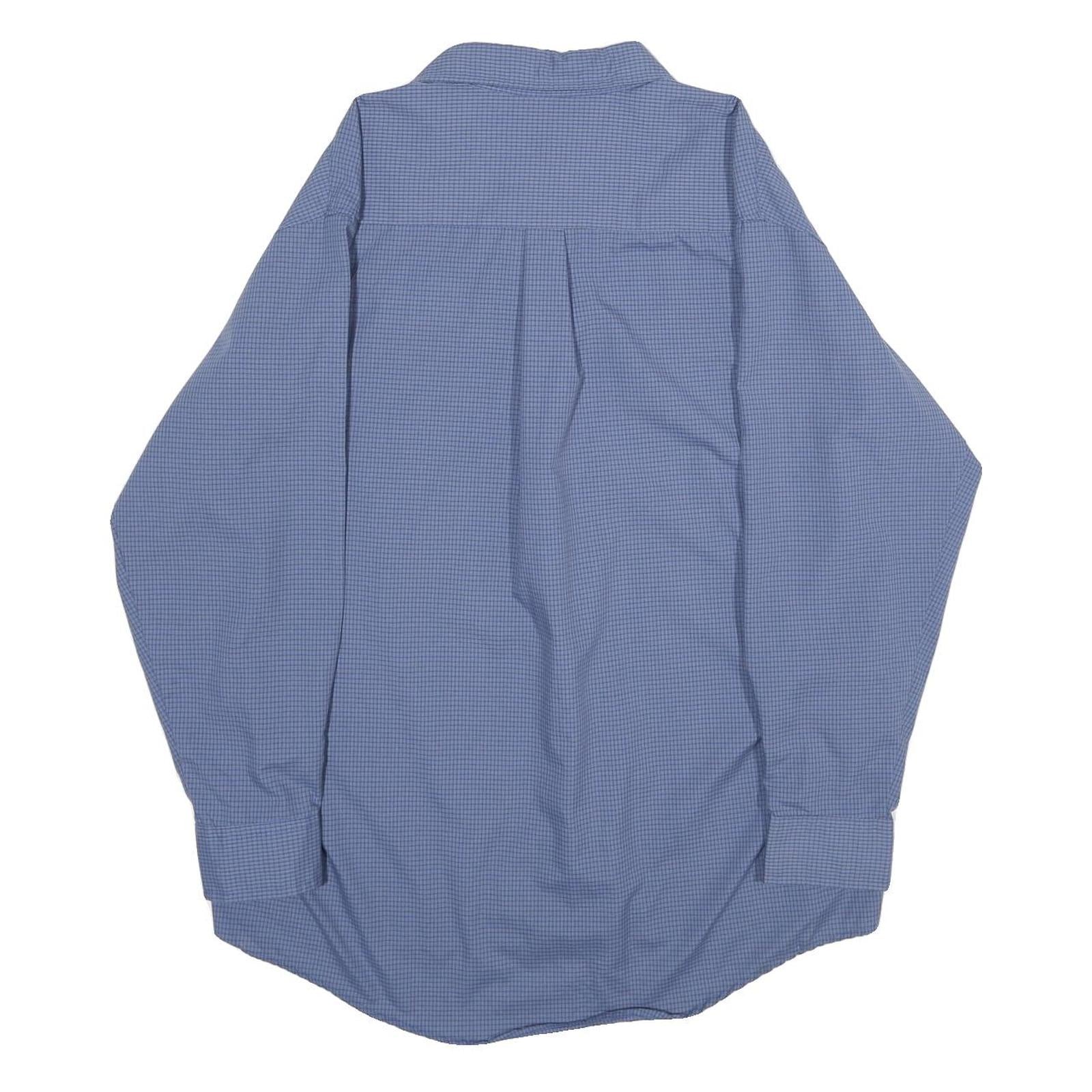 RED KAP Mens Blue Check Work Shirt L Cotton Blend Long Sleeve Casual