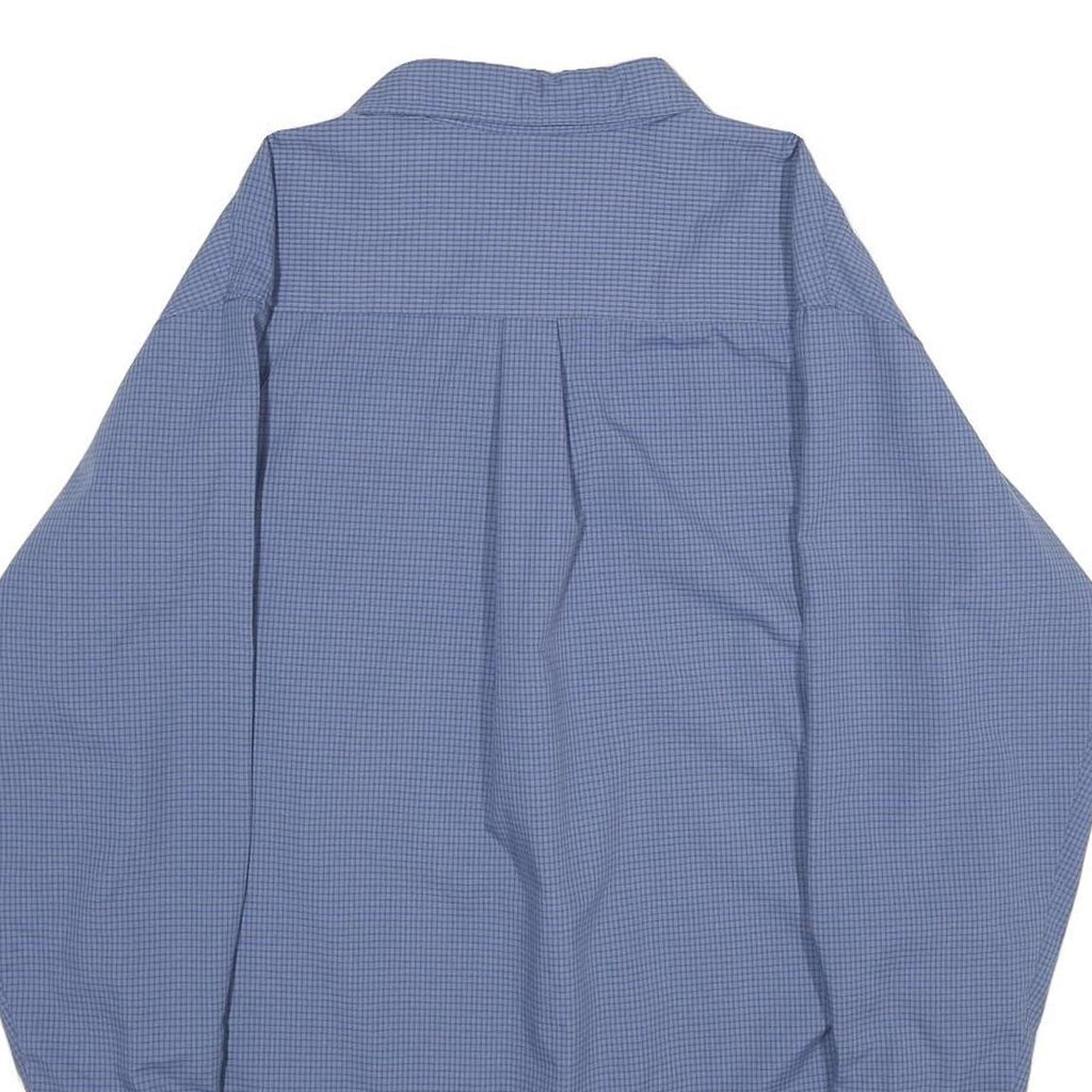 RED KAP Mens Blue Check Work Shirt L Cotton Blend Long Sleeve Casual