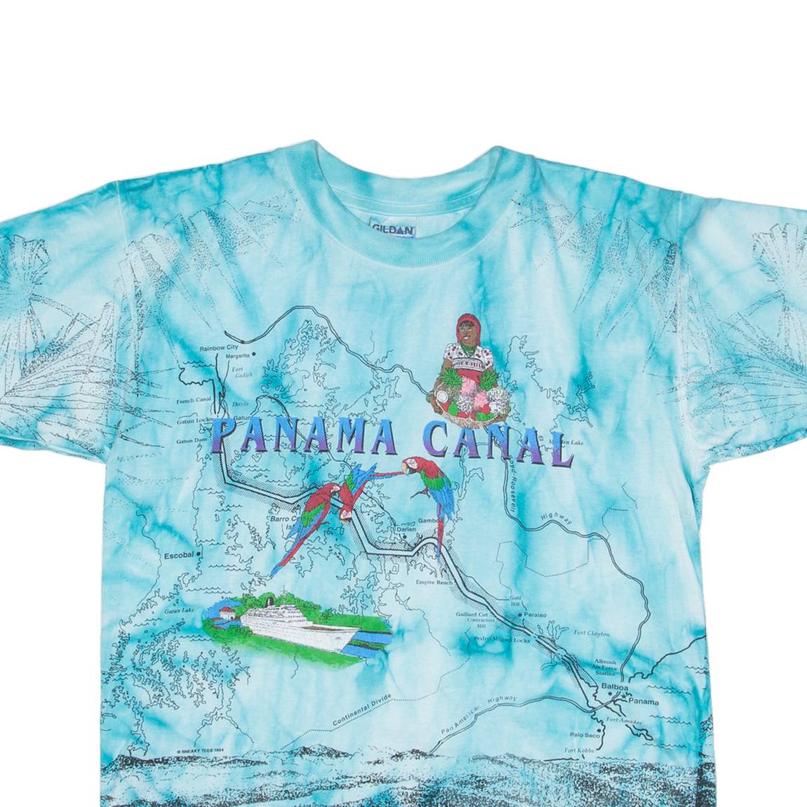 GILDAN Panama Canal Womens T-Shirt Blue M