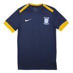 NIKE Mens Blue & Yellow Graphic T-Shirt S Short Sleeve V-Neck Sports Jersey