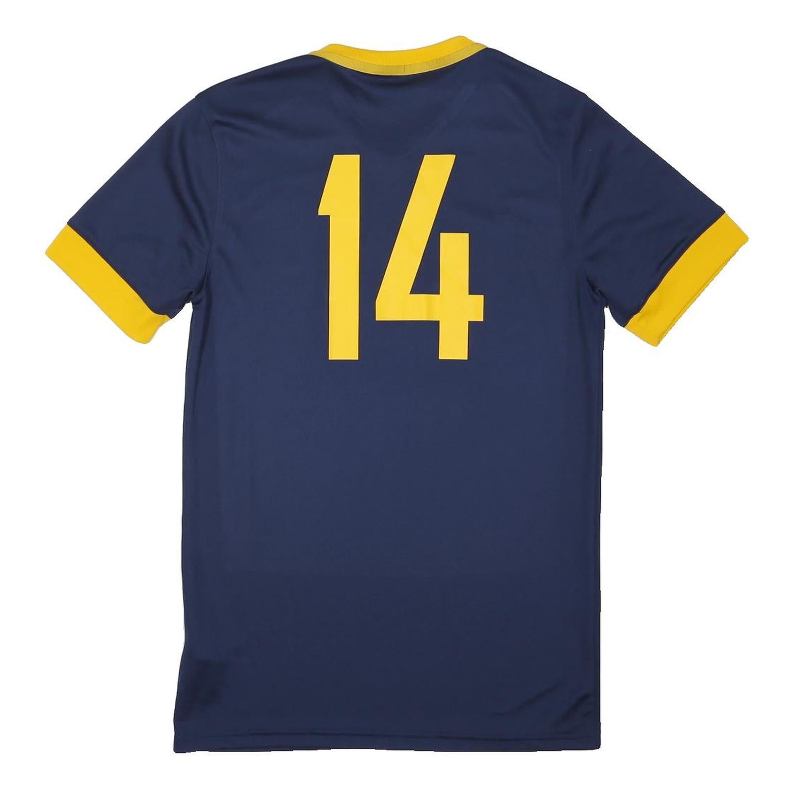 NIKE Mens Blue & Yellow Graphic T-Shirt S Short Sleeve V-Neck Sports Jersey