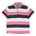 TOMMY HILFIGER Womens Pink & Navy & White Stripe Short Sleeve Polo Shirt L