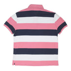 TOMMY HILFIGER Womens Pink & Navy & White Stripe Short Sleeve Polo Shirt L