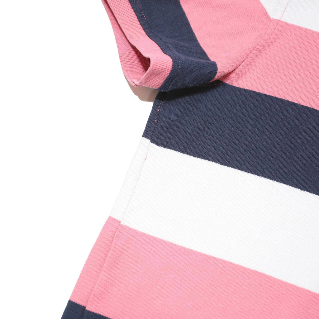 TOMMY HILFIGER Womens Pink & Navy & White Stripe Short Sleeve Polo Shirt L