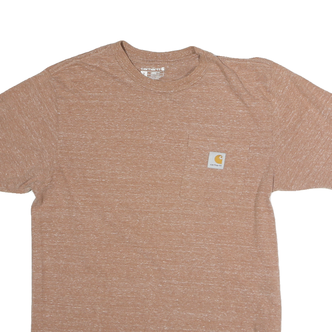 CARHARTT Mens Brown Pocket T-Shirt S Short Sleeve Crew Neck Cotton Casual