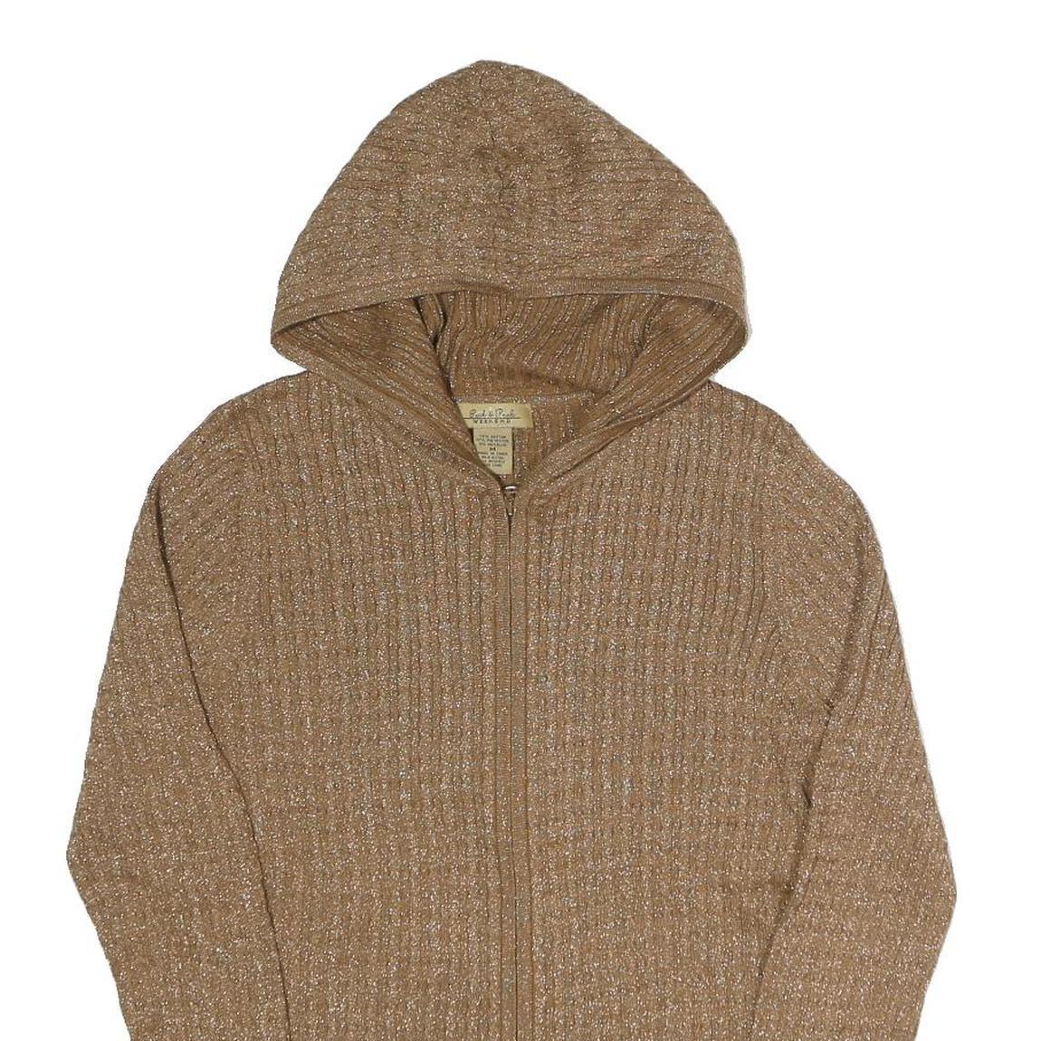 PECK & PECK WEEKEND Womens Beige Zip Up Hoodie M Knitwear Casual