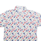 LEON LIVIN Half Button Womens Polo Shirt White Floral M