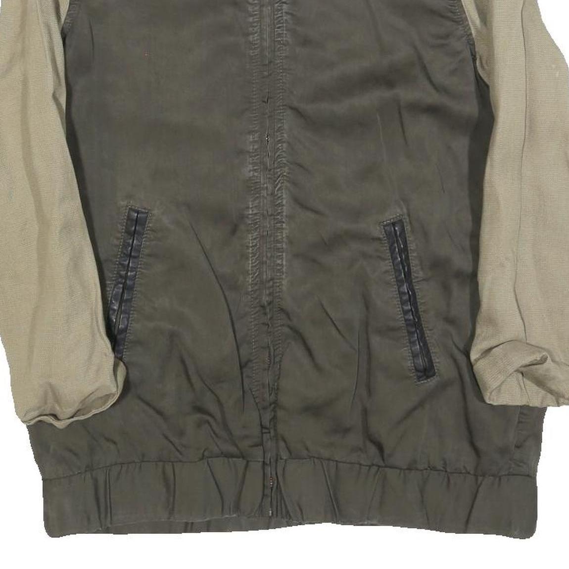 ZARA TRAFALUC Womens Green & Beige Dragon Zip Jacket S Polyester Blend Casual