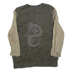 ZARA TRAFALUC Womens Green & Beige Dragon Zip Jacket S Polyester Blend Casual