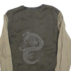 ZARA TRAFALUC Womens Green & Beige Dragon Zip Jacket S Polyester Blend Casual