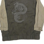 ZARA TRAFALUC Womens Green & Beige Dragon Zip Jacket S Polyester Blend Casual