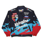 JEFF HAMILTON RACING Mens Navy Blue & Red Valvoline Racing Cotton Button Jacket