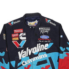 JEFF HAMILTON RACING Mens Navy Blue & Red Valvoline Racing Cotton Button Jacket