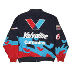 JEFF HAMILTON RACING Mens Navy Blue & Red Valvoline Racing Cotton Button Jacket