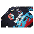 JEFF HAMILTON RACING Mens Navy Blue & Red Valvoline Racing Cotton Button Jacket