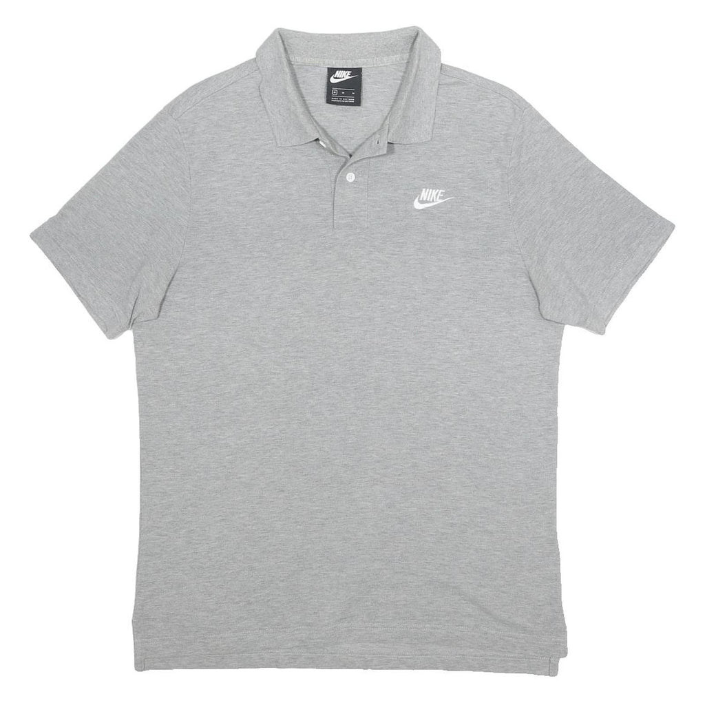 NIKE Mens Grey Short Sleeve Basic Polo Shirt M Cotton Sportswear Casual