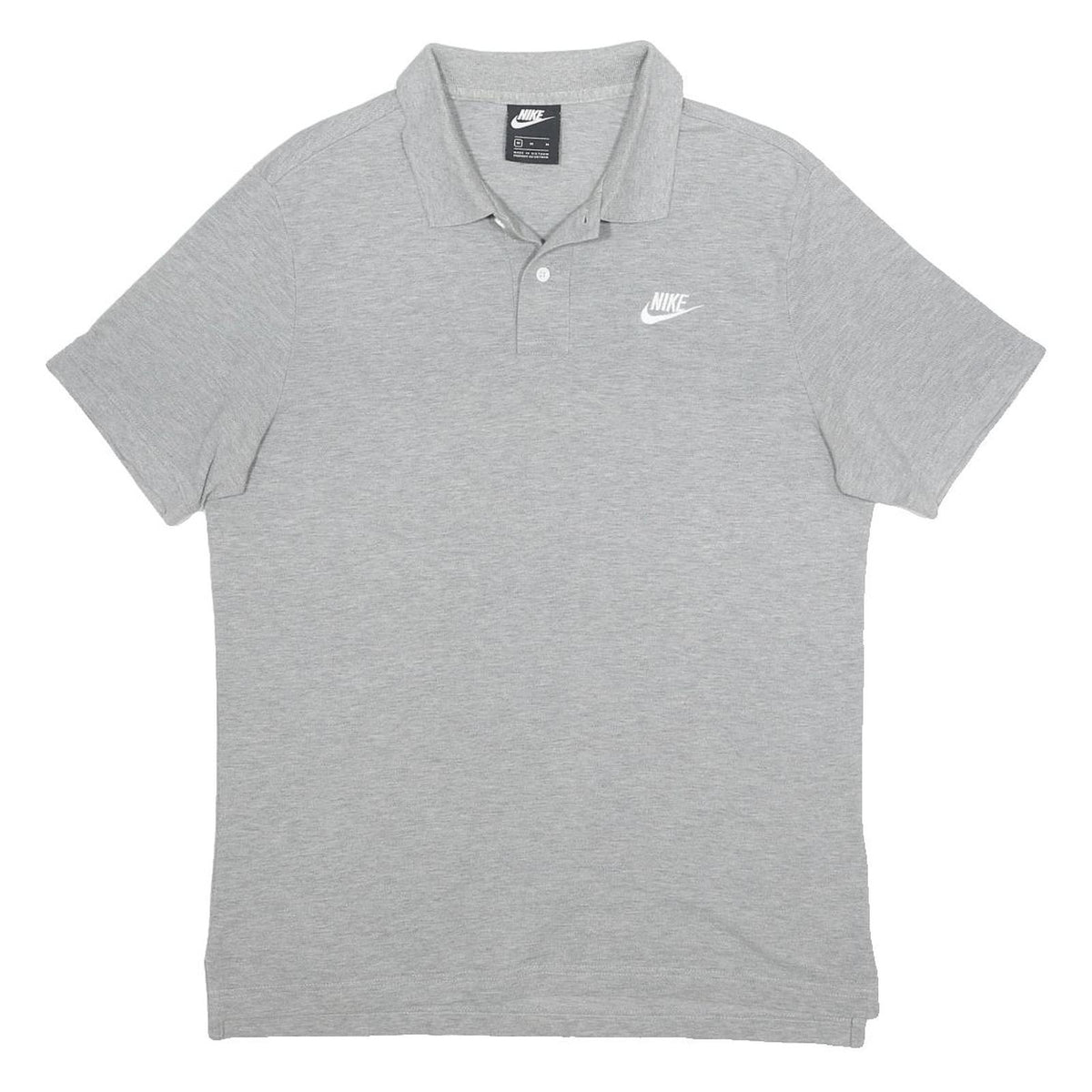 NIKE Mens Grey Short Sleeve Basic Polo Shirt M Cotton Sportswear Casual