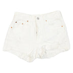 LEVI'S Womens White Denim Distressed Shorts S W24 Casual Summer Fashion