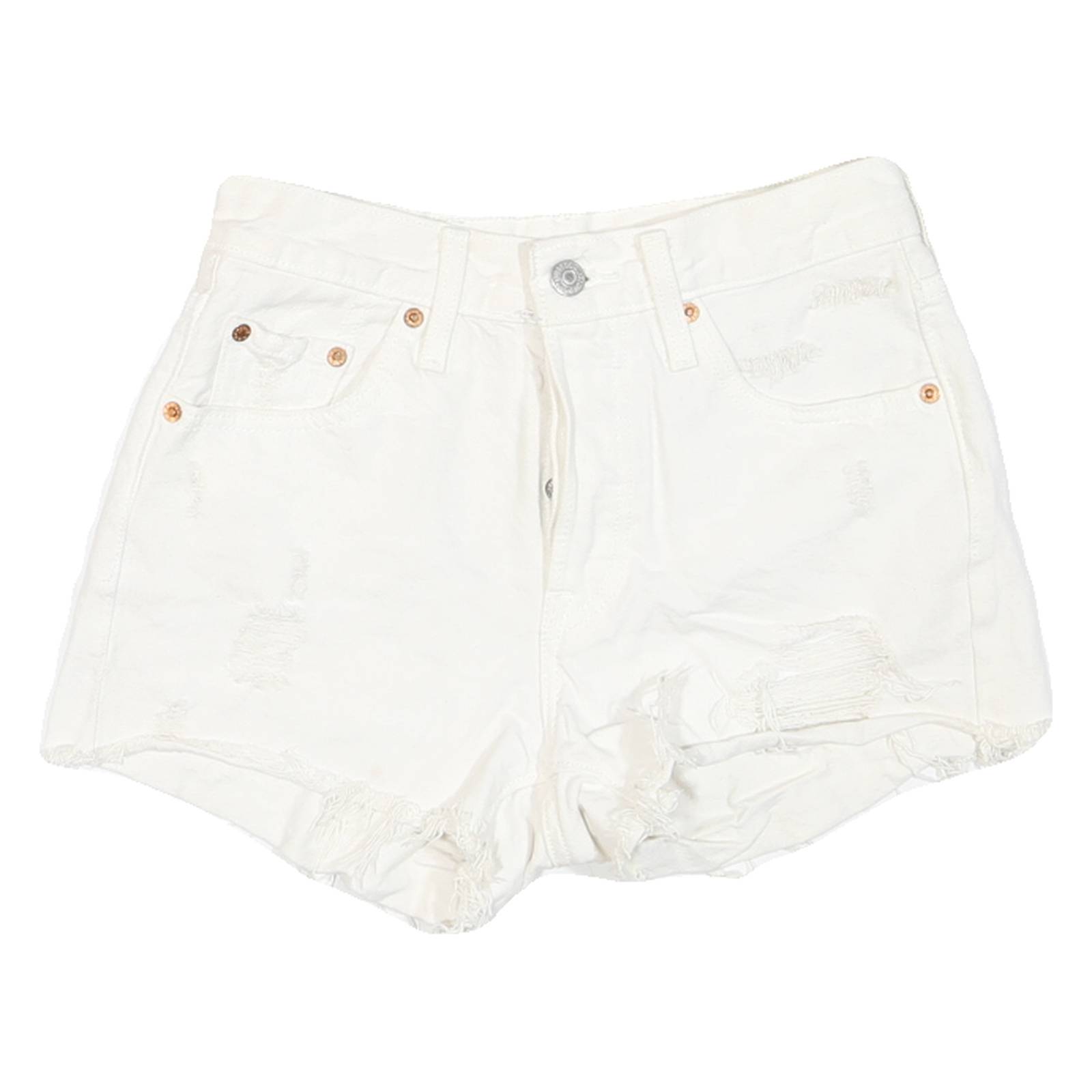 LEVI'S Womens White Denim Distressed Shorts S W24 Casual Summer Fashion