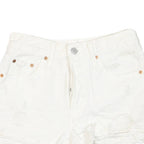 LEVI'S Womens White Denim Distressed Shorts S W24 Casual Summer Fashion