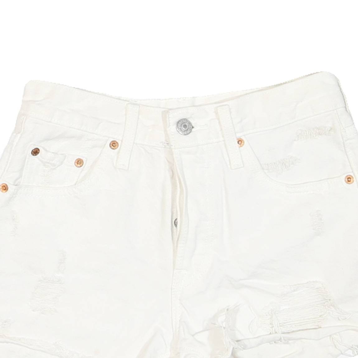 LEVI'S Womens White Denim Distressed Shorts S W24 Casual Summer Fashion