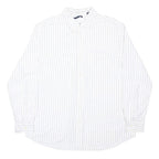 CHAPS Mens White & Grey Stripe Cotton Shirt XL Classic Fit Button-Down Collar