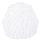 CHAPS Mens White & Grey Stripe Cotton Shirt XL Classic Fit Button-Down Collar