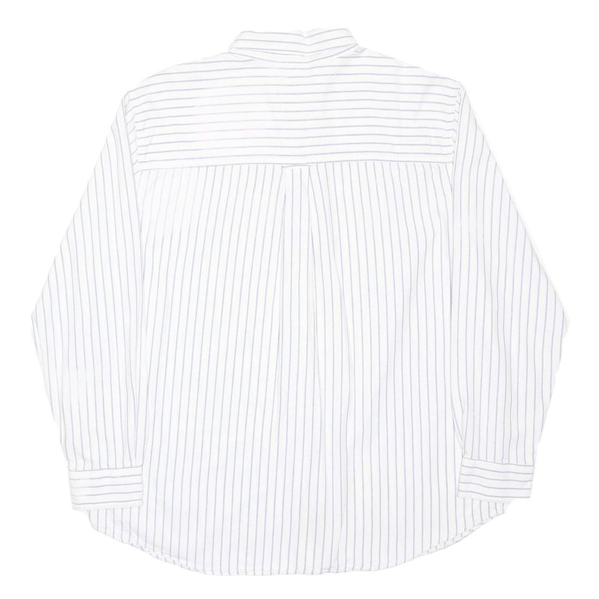 CHAPS Mens White & Grey Stripe Cotton Shirt XL Classic Fit Button-Down Collar