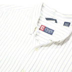 CHAPS Mens White & Grey Stripe Cotton Shirt XL Classic Fit Button-Down Collar