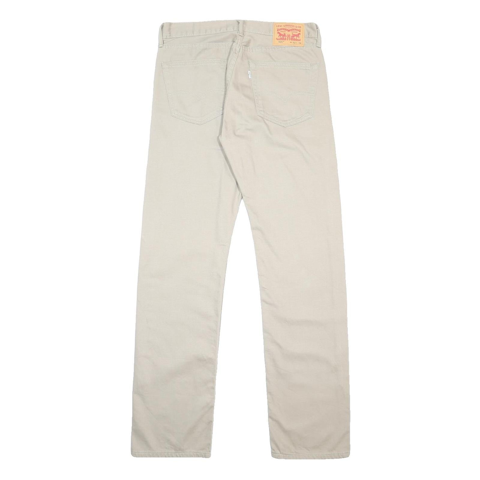 LEVI'S Mens Cotton Beige Regular Straight Trousers W32 L34 Classic Zip Pocket