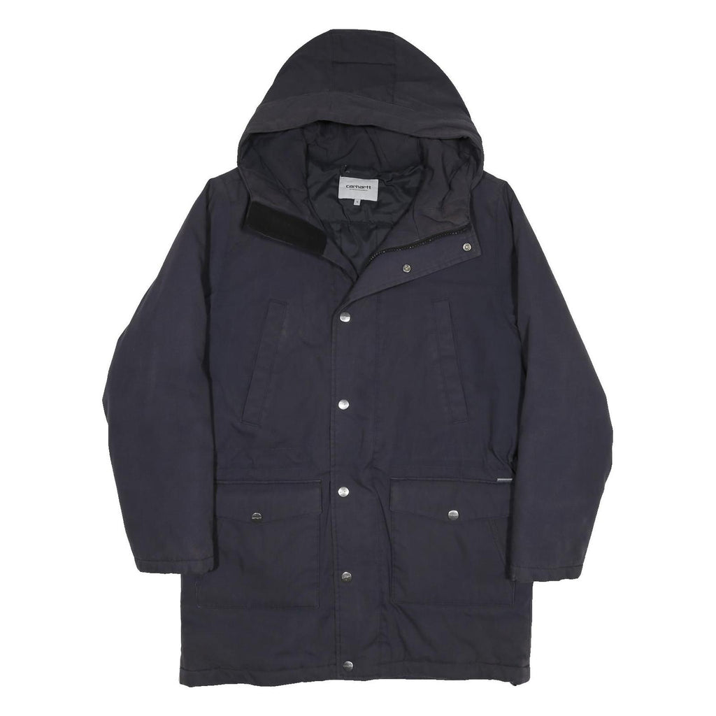 CARHARTT WIP Mens Black Jacket S Cotton Blend Zip Hooded Casual Workwear