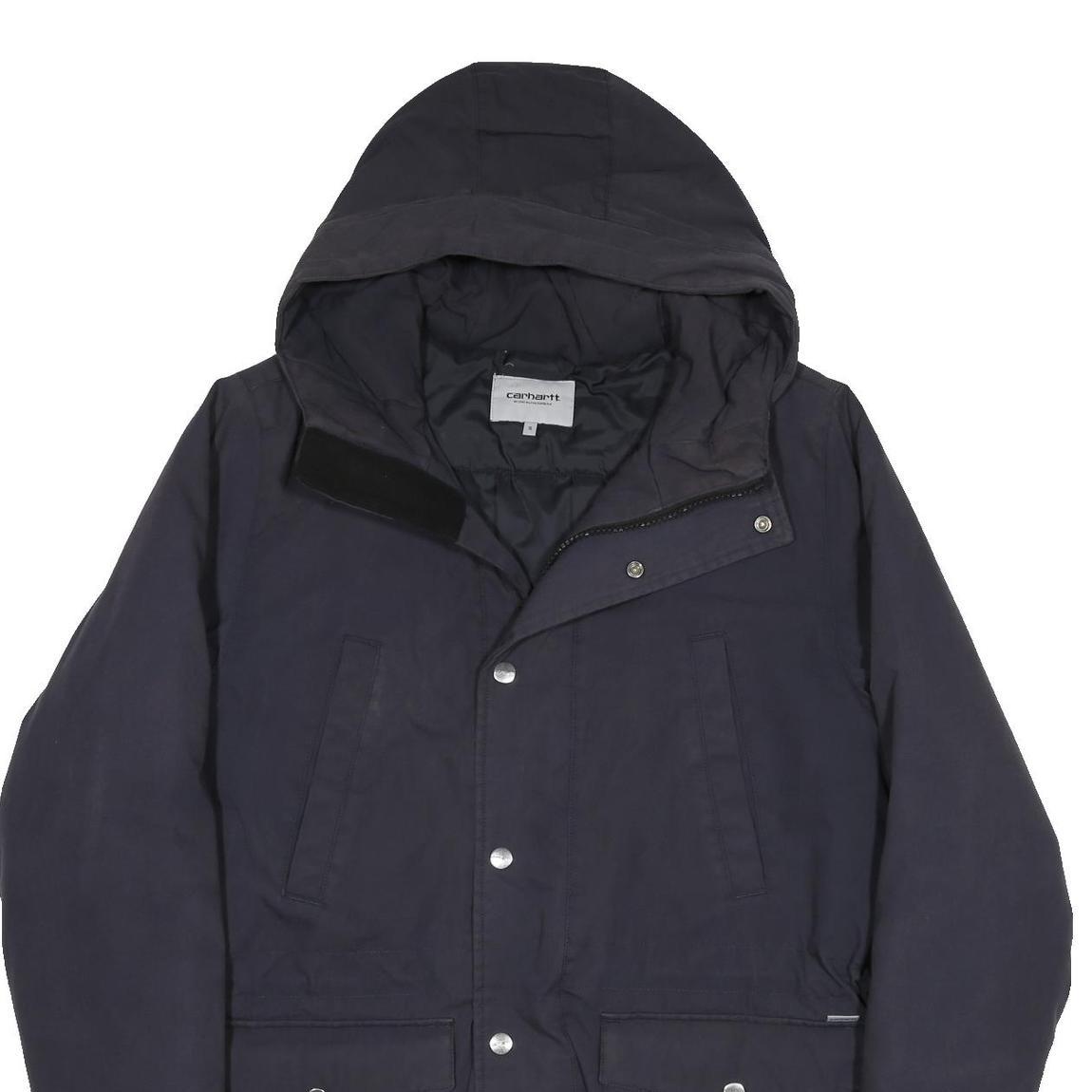 CARHARTT WIP Mens Black Jacket S Cotton Blend Zip Hooded Casual Workwear