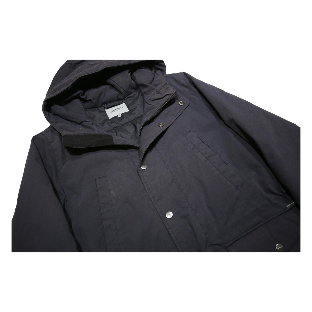 CARHARTT WIP Mens Black Jacket S Cotton Blend Zip Hooded Casual Workwear