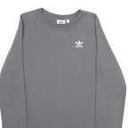 ADIDAS Mens Grey Cotton Crew Neck Sweatshirt S Minimal Logo Casual Sport