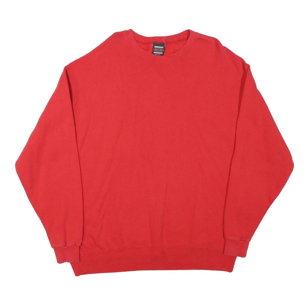 SPORT ONE Mens Red Crew Neck Sweatshirt L Cotton Blend Casual Pullover