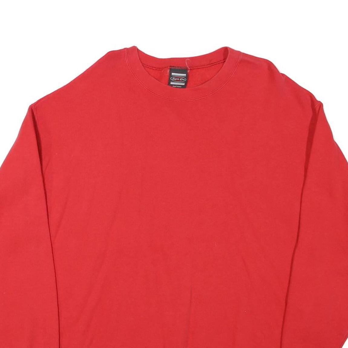 SPORT ONE Mens Red Crew Neck Sweatshirt L Cotton Blend Casual Pullover