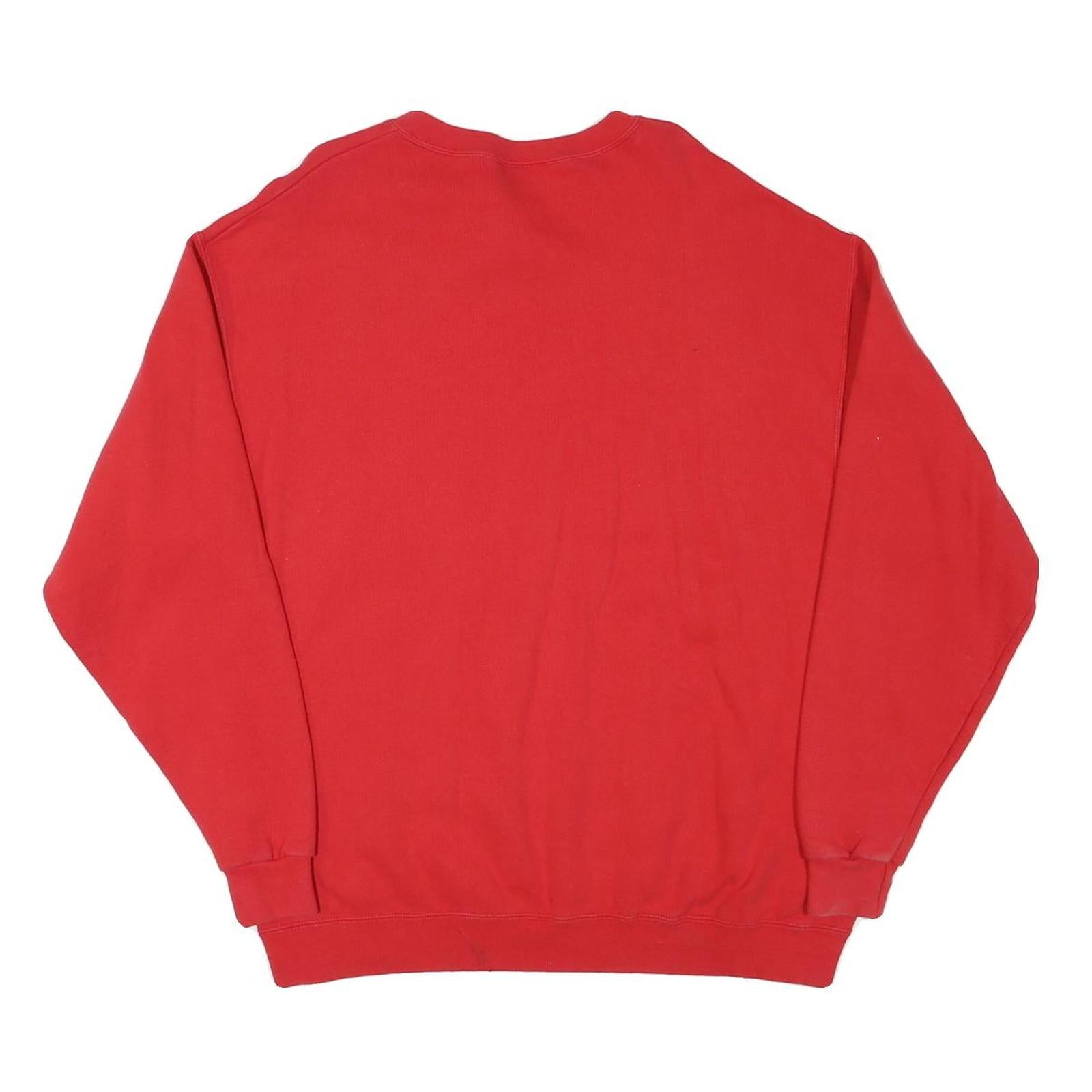 SPORT ONE Mens Red Crew Neck Sweatshirt L Cotton Blend Casual Pullover