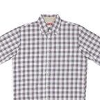 WRANGLER Mens White & Red Check Shirt M Cotton Short Sleeve Casual Summer